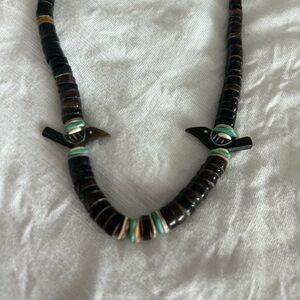 Handcrafted Brown and Turquoise Beaded Fetish Necklace